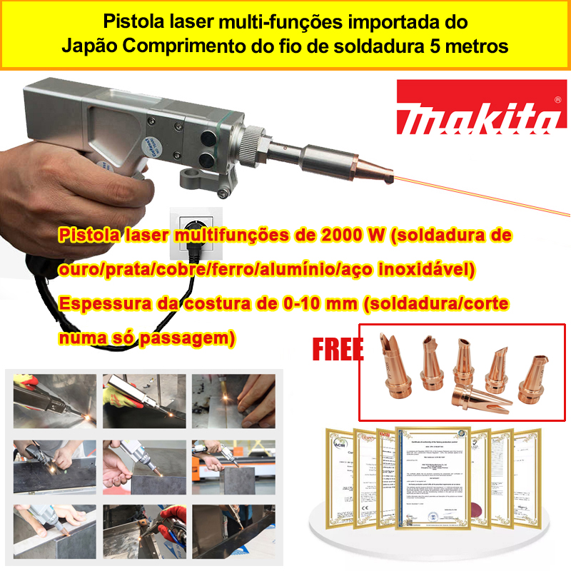 Wielofunkcyjny pistolet laserowy Makita 2000W (spawanie złota/srebra/miedzi/żelaza/aluminium/stal nierdzewna) grubość spoiny 0-10 mm (spawanie/cięcie w jednym przejściu)